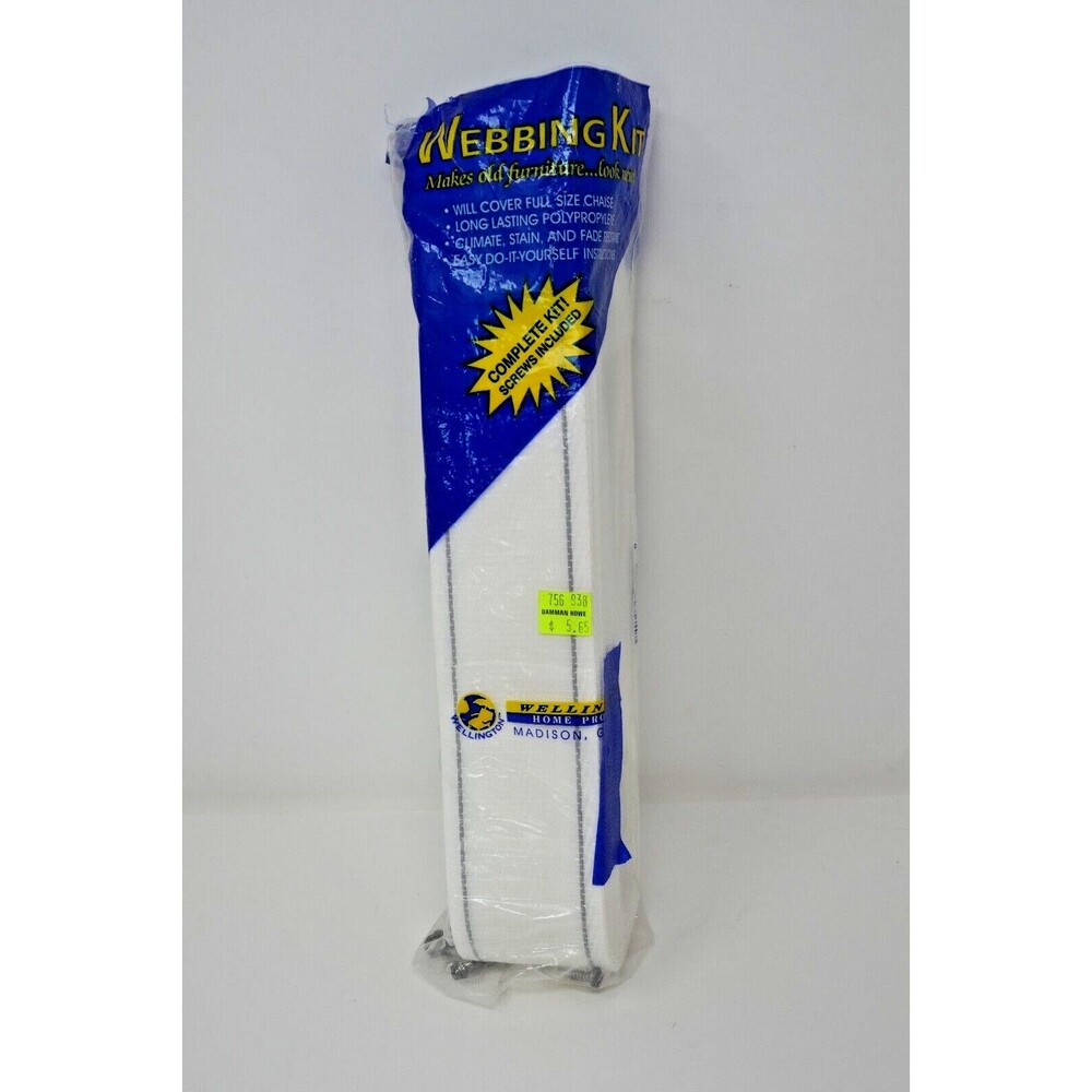 Wellington Webbing Kit Lawn Chair Webbing Re-Web Kit White w/Stripe